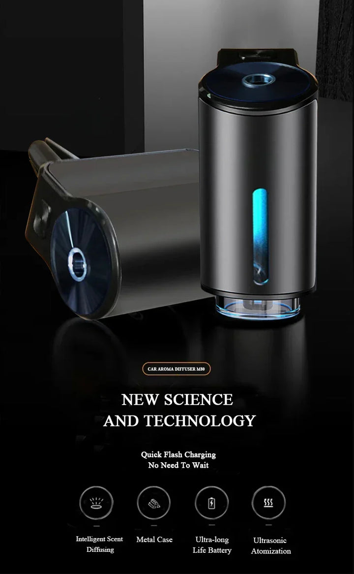 USB car humidifier provides moisture & pleasant fragrance.