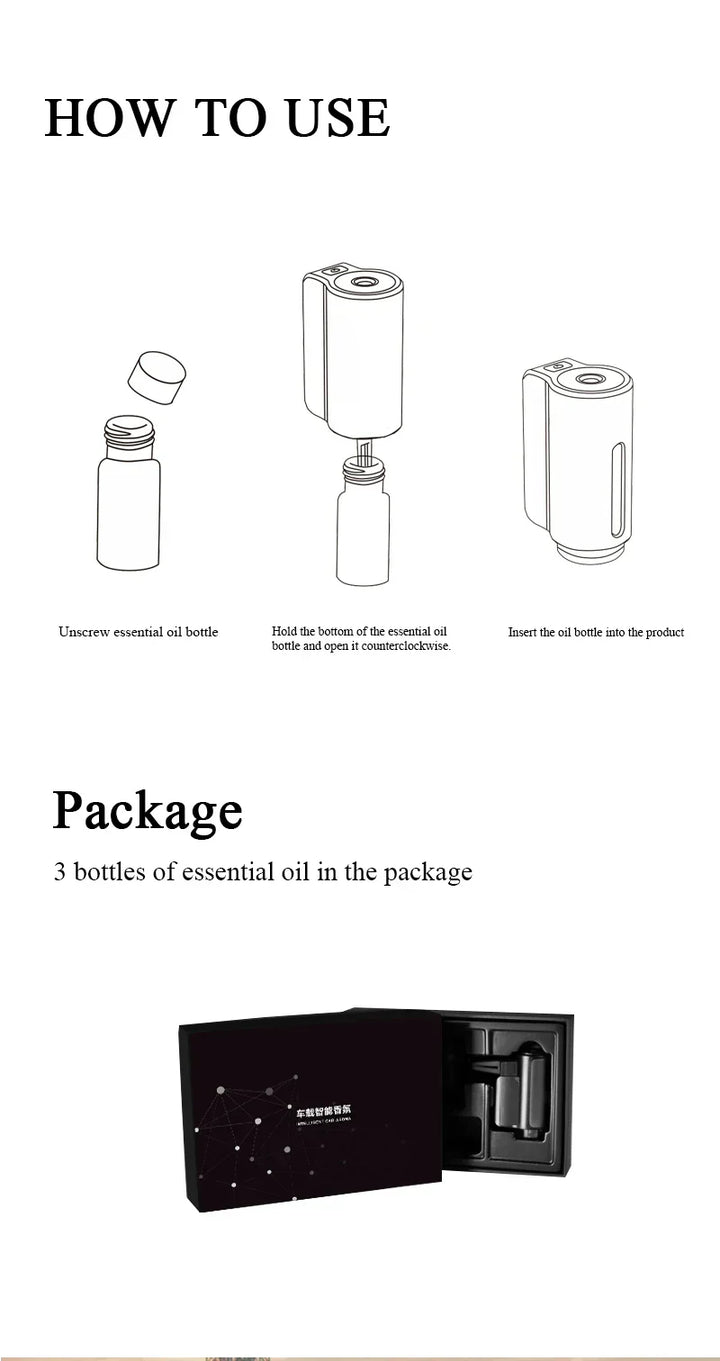 Vehicle scent diffuser & USB air humidifier for enhanced driving comfort.