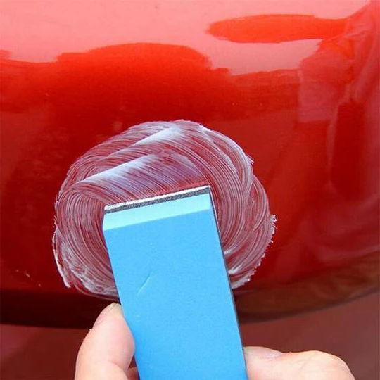 Complete car scratch repair kit with compounds & pads. Removes scratches, restores paint, enhances car care.