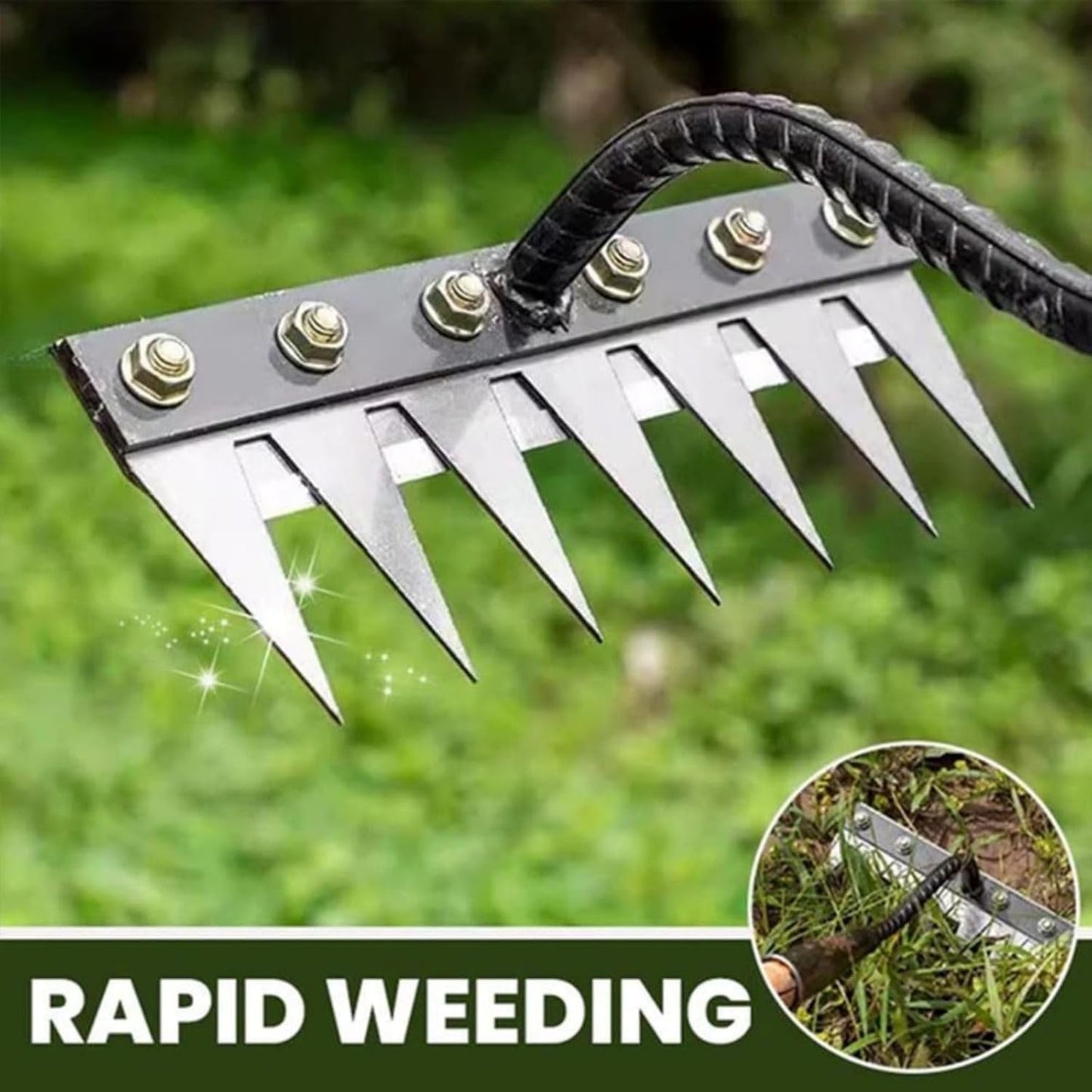 Precision garden weeding rake, ideal for detailed soil cultivation and removing weeds effectively.