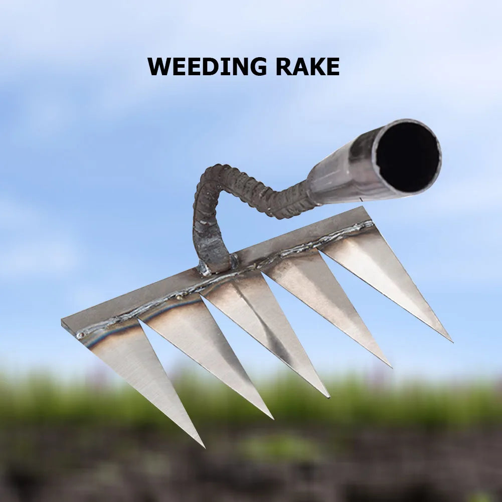 High-quality carbon steel garden tool, a durable hand rake essential for horticulture & yard work.