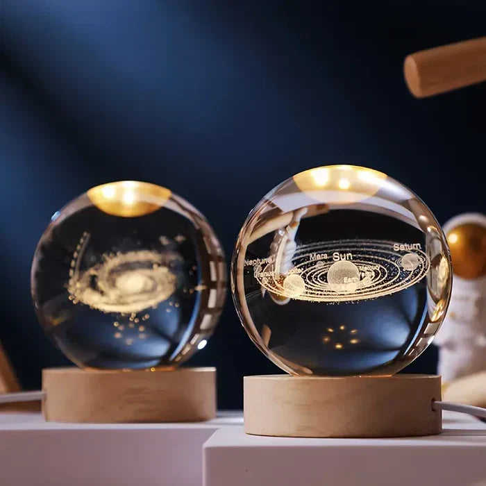 Cosmic gift: 3D engraved galaxy lamp, glowing sphere LED light for unique space decor.