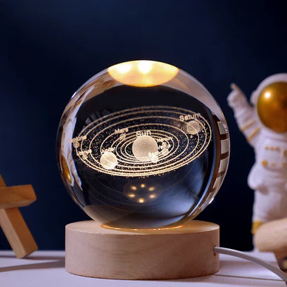 Stunning galaxy lamp, 3D engraved LED sphere creating cosmic home lighting.