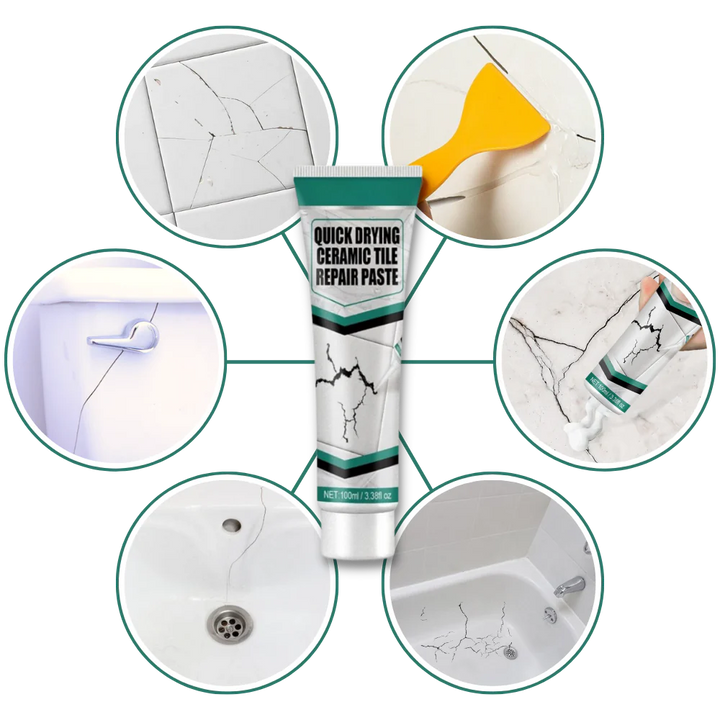 Home ceramic repair kit for tiles & surfaces. Easy DIY crack filler paste for lasting restoration of chips & cracks.