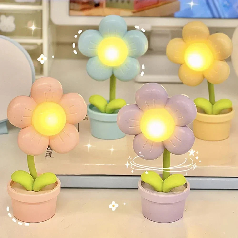 Colorful BlossomGlow LED flower lamp, a decorative night light and gift for cozy home ambiance.