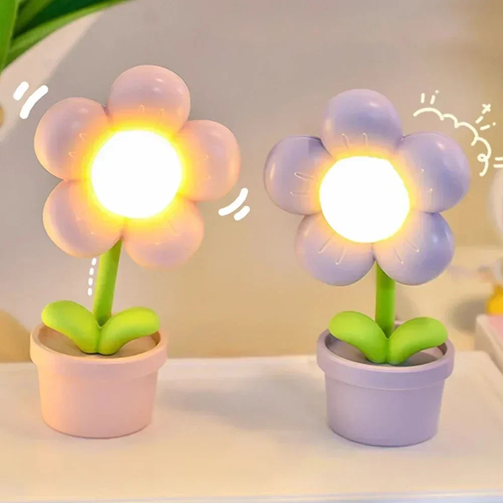 Decorative plastic LED flower lamp, BlossomGlow, ideal for modern home decor and ambient lighting.