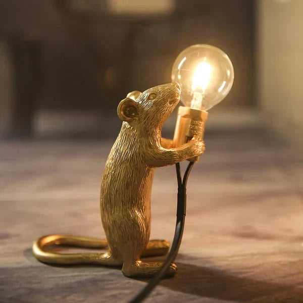 Decorative mouse lamp, an adorable animal decor piece. Unique accent light & novelty gift.
