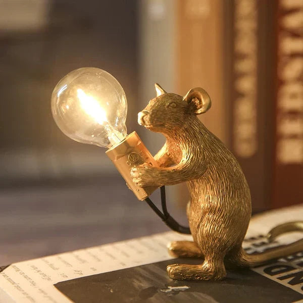 Stylish mouse accent light. Animal decor table lamp for whimsical, unique home lighting.