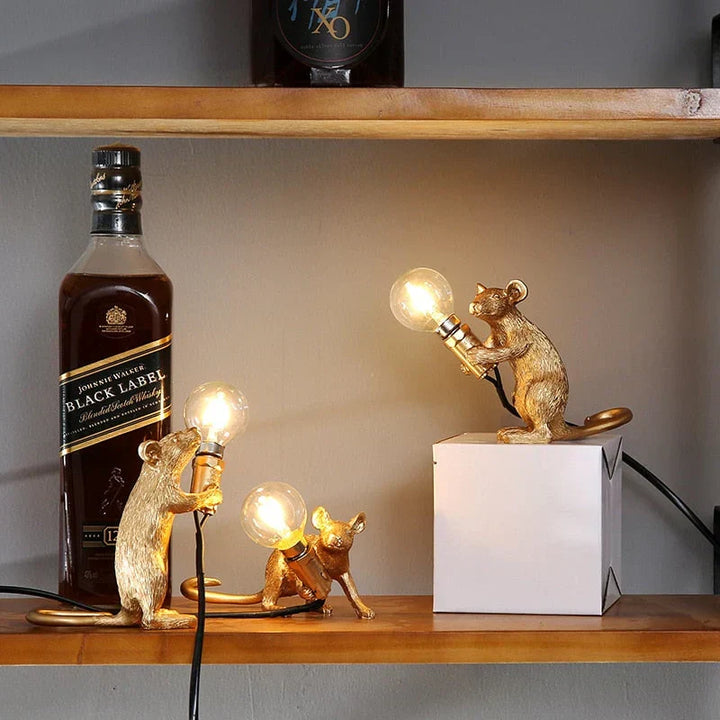 Whimsical mouse table lamp. Unique home decor and a charming accent light.