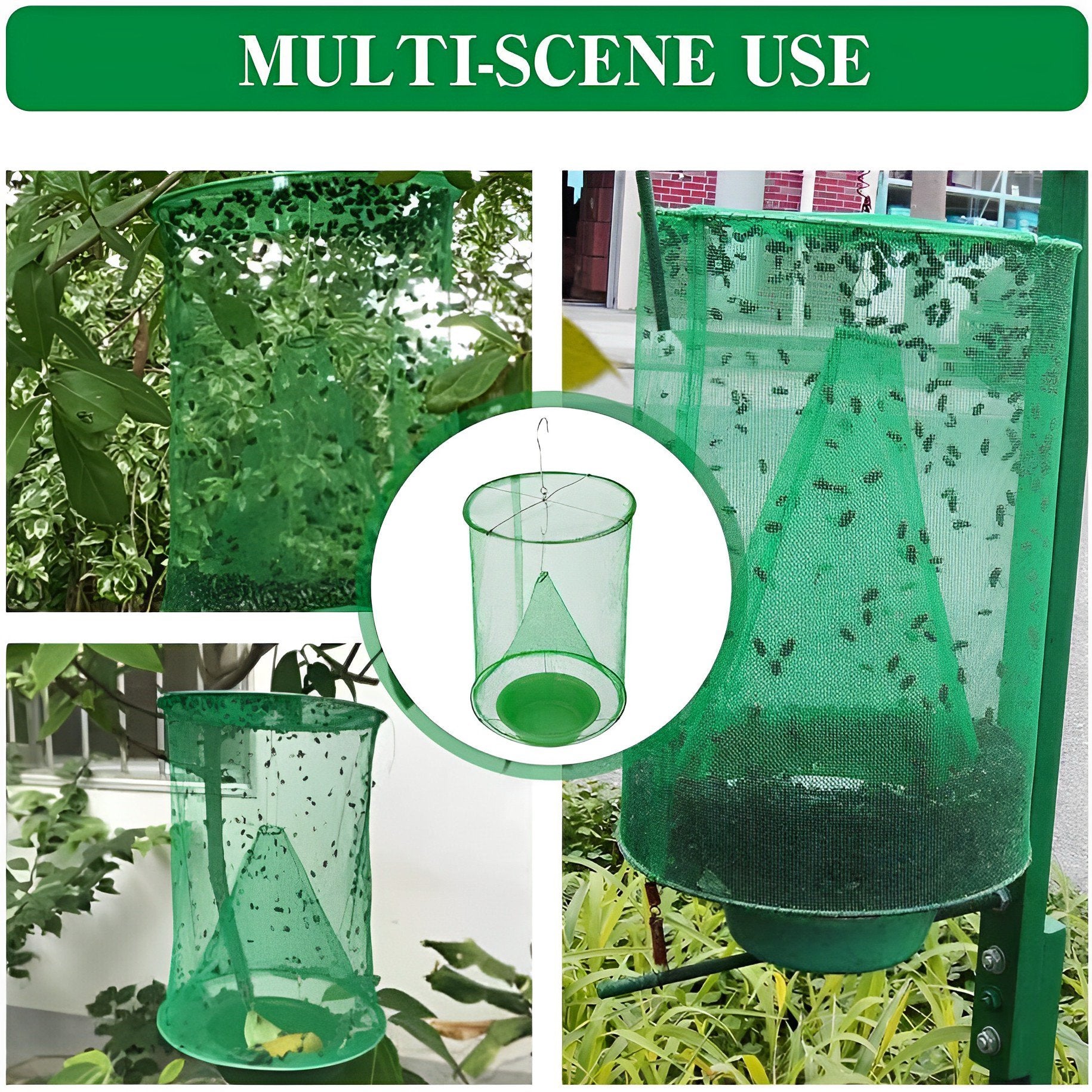 Eco-friendly garden fly trap, chemical-free for safe pest control. Reusable outdoor insect solution.