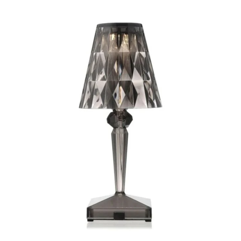 Modern crystal table lamp, Chic design enhances living room and bedroom decor.