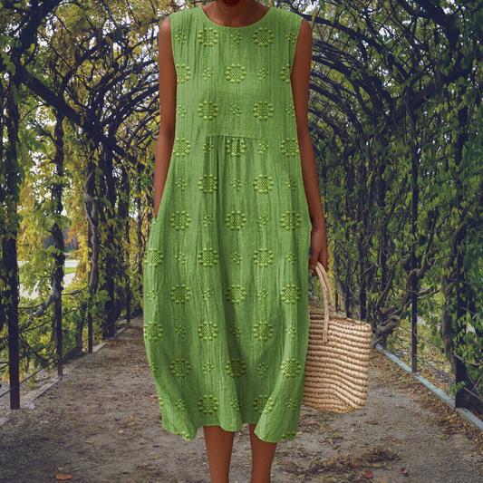 Chic sleeveless flowy midi dress for women, perfect for summer casual wear.