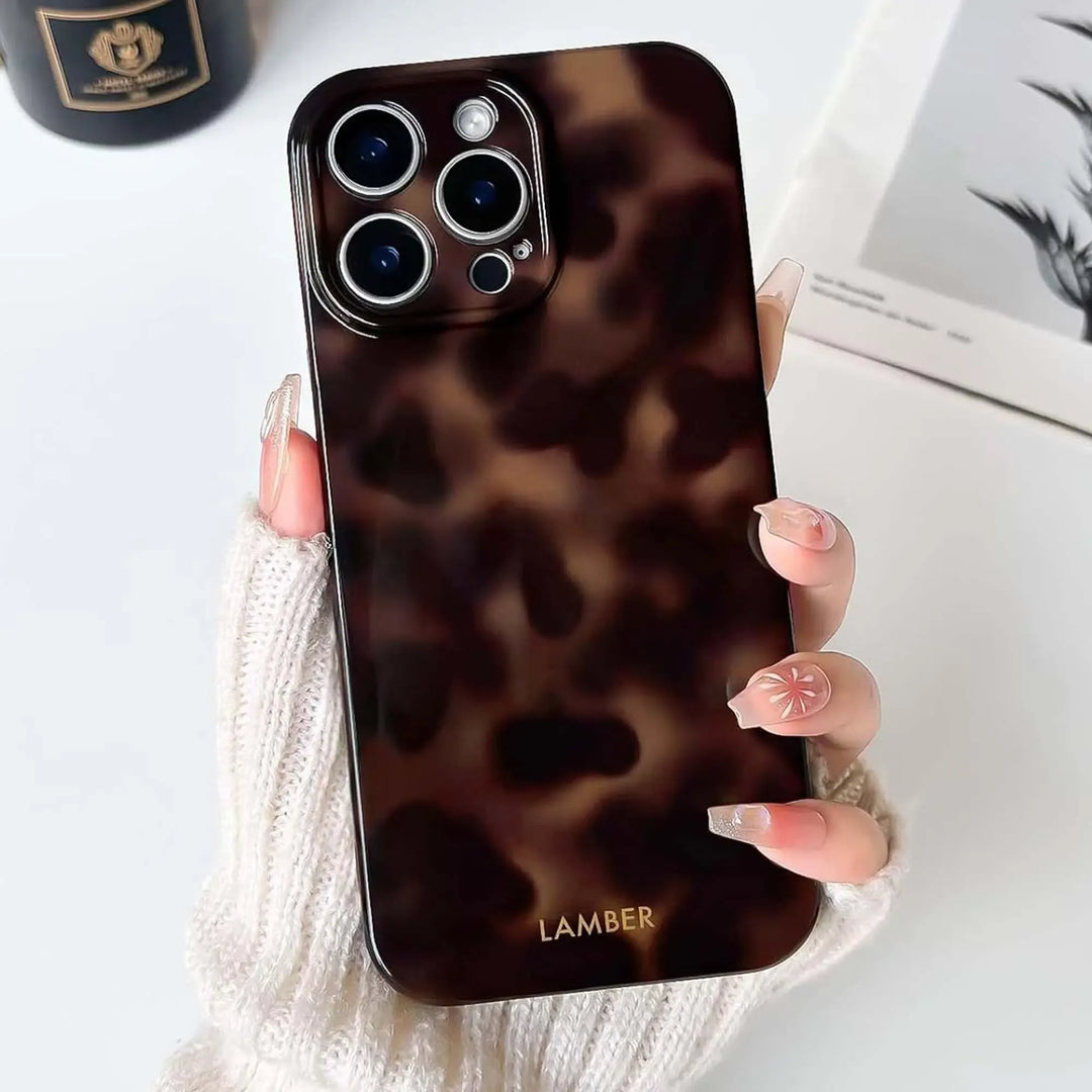 Trendy tortoiseshell glass iPhone cover for iPhone, offering style & advanced scratch protection.