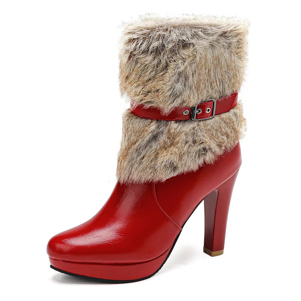 Versatile black women's heeled ankle boots, featuring a chic buckle detail, suitable for occasions.