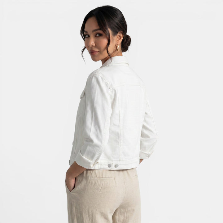 Modern women's urban jacket, fitted for a sleek look. Great for casual style and versatile layering.
