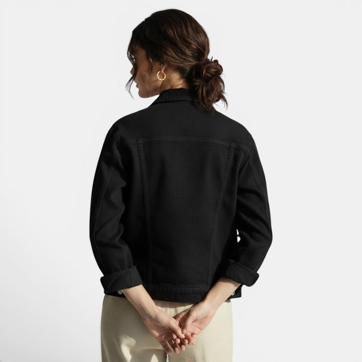 Fashionable women's fitted jacket in an urban style. Perfect casual weekend outerwear for everyday chic.