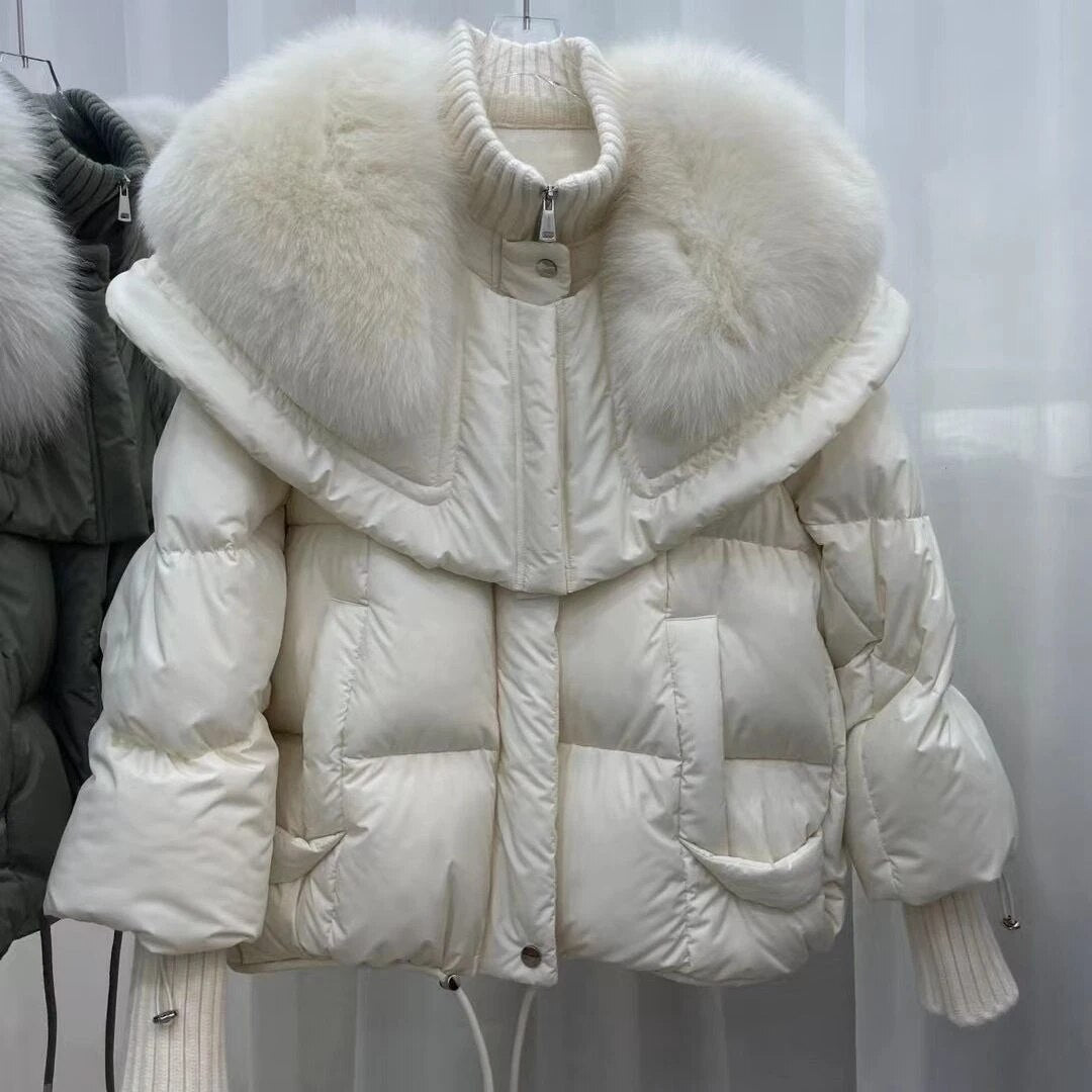 Cozy & stylish women's Giovanni fur jacket. Warm elegant winter outerwear, a chic seasonal fashion statement.