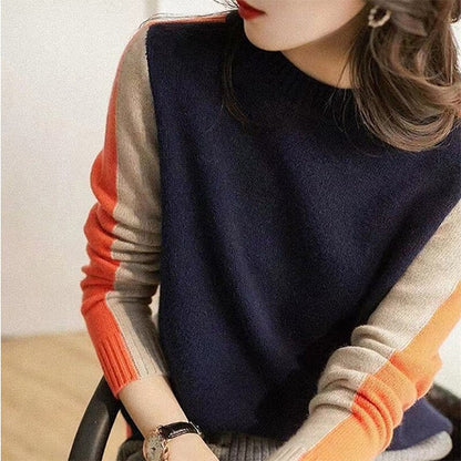 Elegant women's knitted sweater, slim fit long sleeve pullover. A versatile piece for fall and winter.