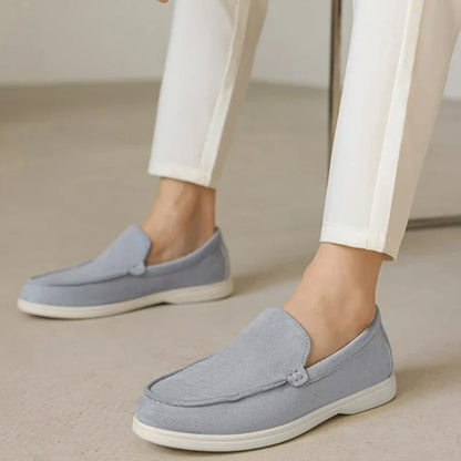 Close-up of stylish women's loafers, showcasing comfortable design, quality material & chic everyday style.