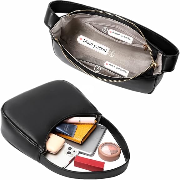 Women's secure zipper mini hobo bag. Stylish compact shoulder handbag, a versatile accessory for daily use.