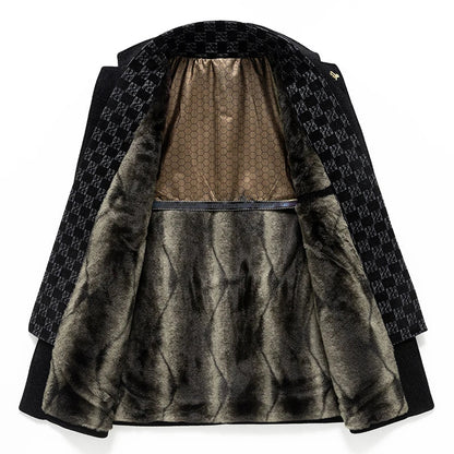 Timeless women's black winter coat with a chic notched lapel, ensuring warmth and an elegant silhouette.