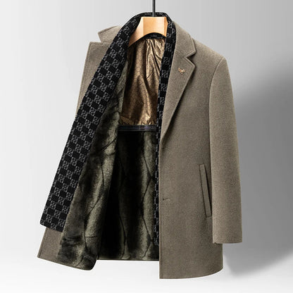 Versatile women's chic black winter coat with a notched lapel, perfect for stylish layering and cool weather.