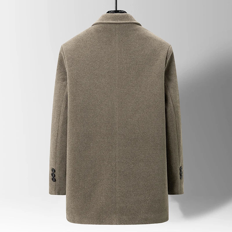 Sophisticated women's black winter outerwear, a chic notched lapel coat for a polished and warm look.