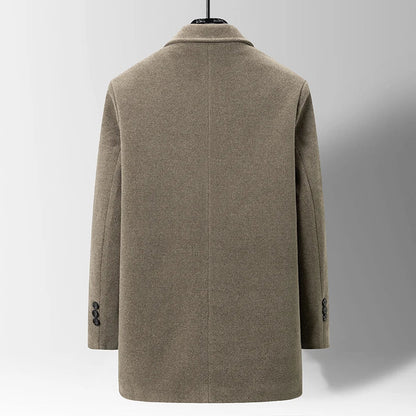 Sophisticated women's black winter outerwear, a chic notched lapel coat for a polished and warm look.