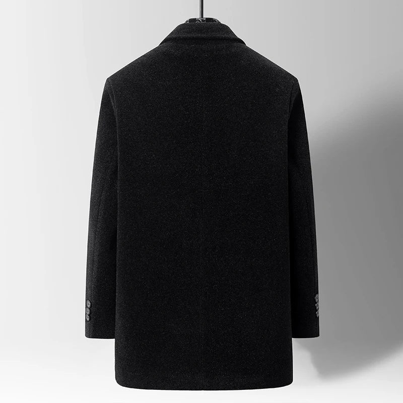 Elegant women's olive stone coat, a classic notched lapel design for versatile winter layering and fashion.