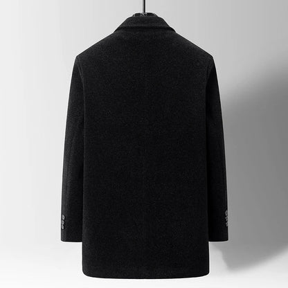 Elegant women's olive stone coat, a classic notched lapel design for versatile winter layering and fashion.