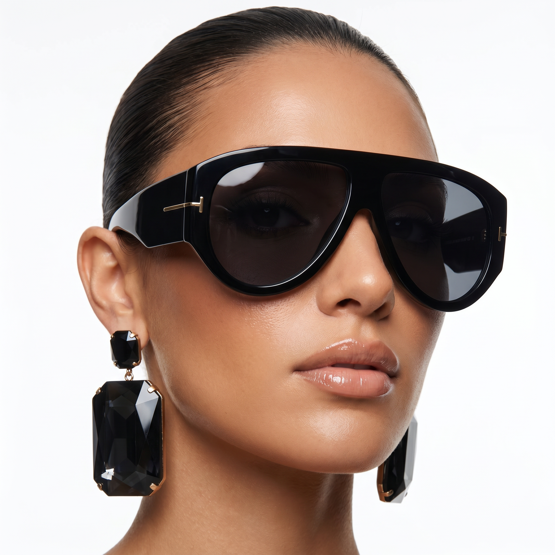 Elegant women's oversized sunglasses, chic color block frame offering excellent UV protection.