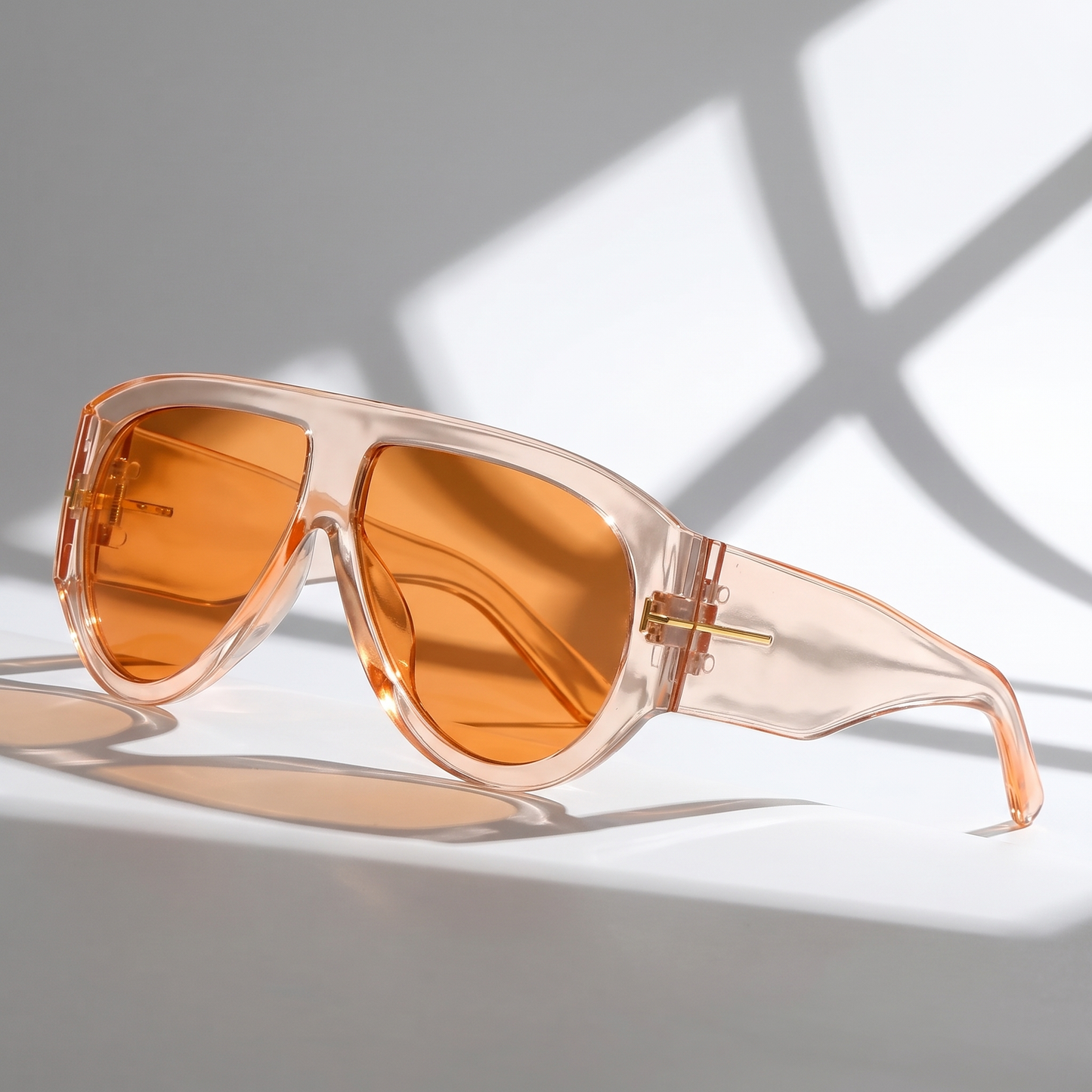 Trendy oversized women's color block sunglasses, offering maximum UV protection and a statement look.