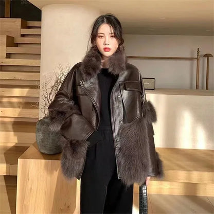 Luxurious women's retro-inspired fur coat, offering ultimate warmth and a chic, fashionable winter look.