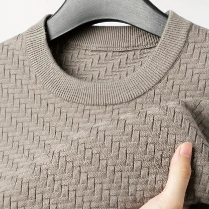 Comfortable women's long sleeve textured knit sweater for everyday casual or elegant fall fashion.