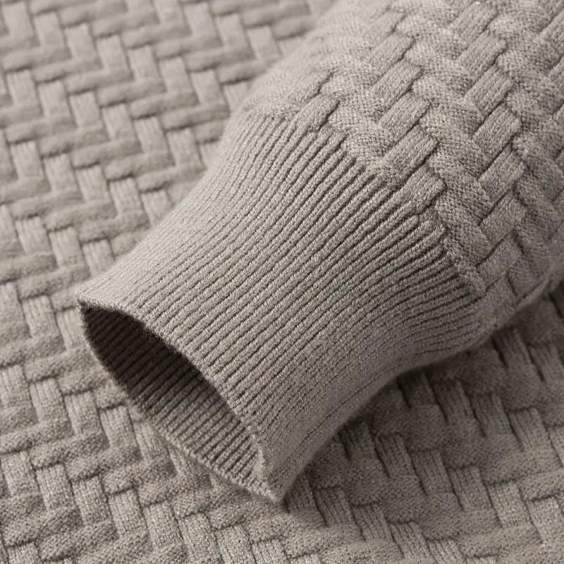 Versatile women's textured knit sweater; a cozy, chic long sleeve top for casual or elegant winter wear.
