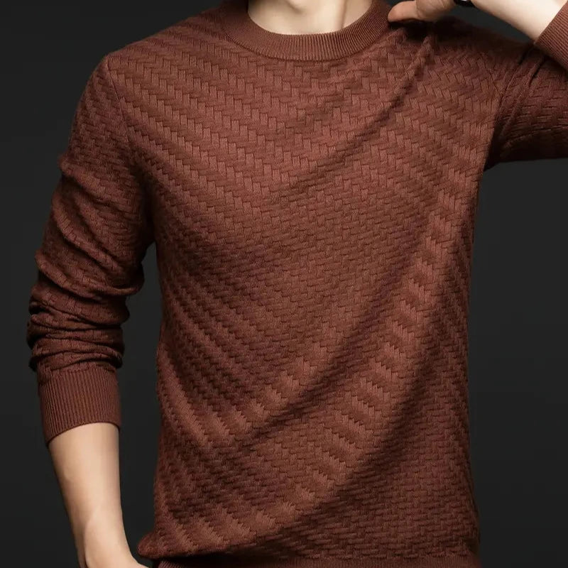 On-trend women's textured knit sweater, a chic long sleeve piece for comfortable fall and winter style.