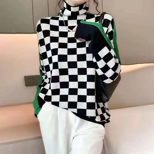 Chic women's turtleneck sweater, a cozy knit pullover for winter comfort & elegant fall style. Long sleeve everyday top.