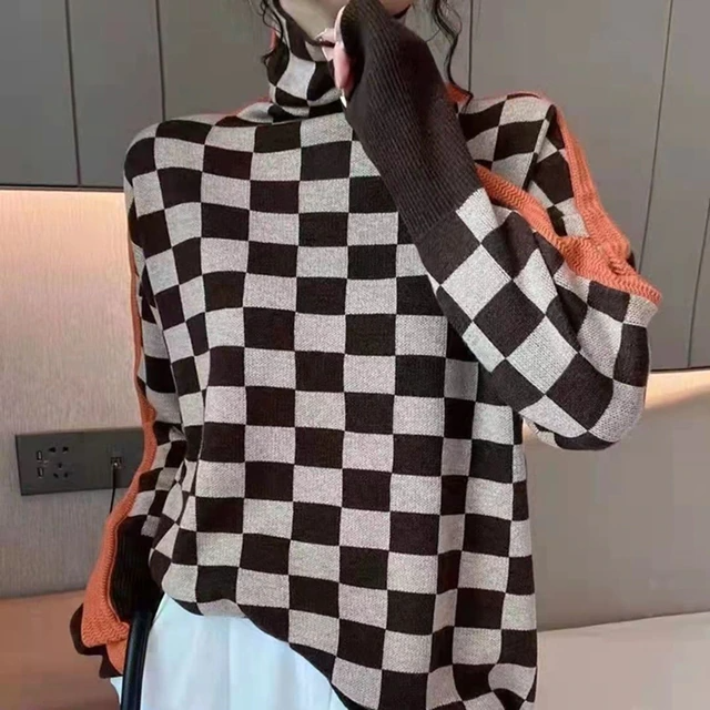 Comfortable women's long sleeve turtleneck pullover sweater for everyday wear. Cozy knit top, perfect for fall & winter fashion.