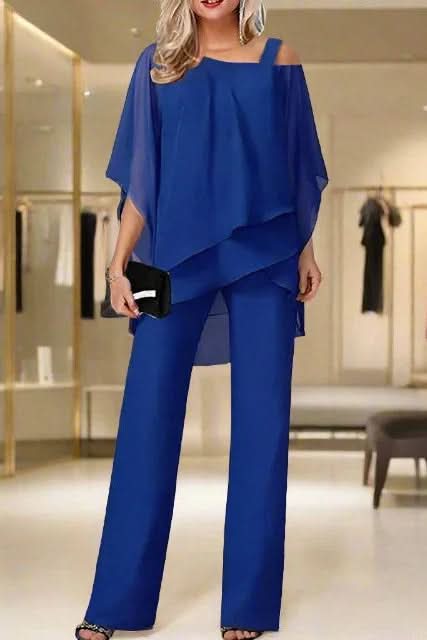Women's smart casual two-piece ensemble. A comfortable, elegant matching set for contemporary fashion.