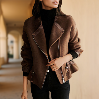 Elegant women's vintage jacket, a chic statement piece for fall/winter. Stylish outerwear for modern fashion.