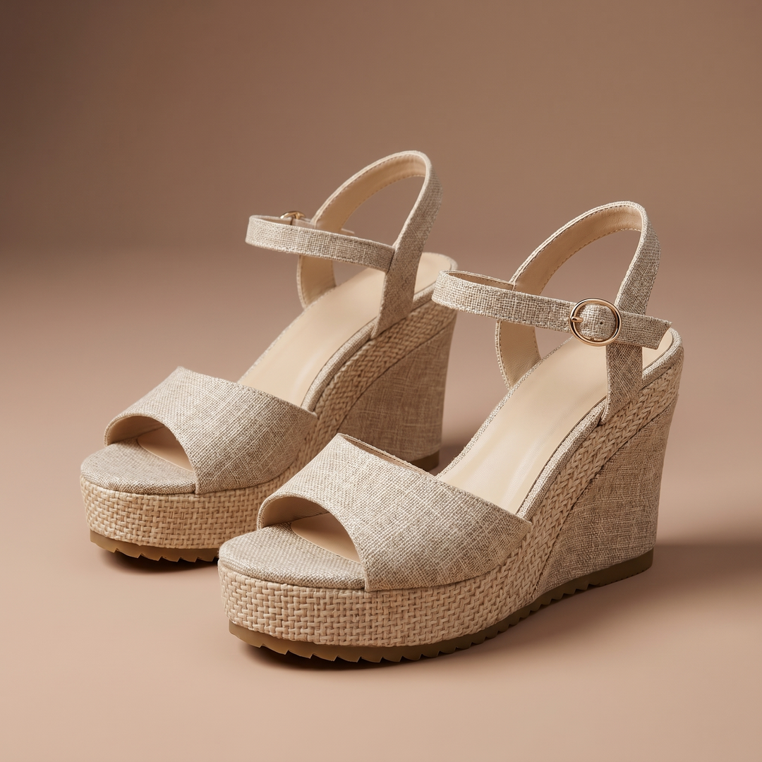 Versatile women's wedge heels, chic design with comfortable ankle strap for elegant summer footwear.