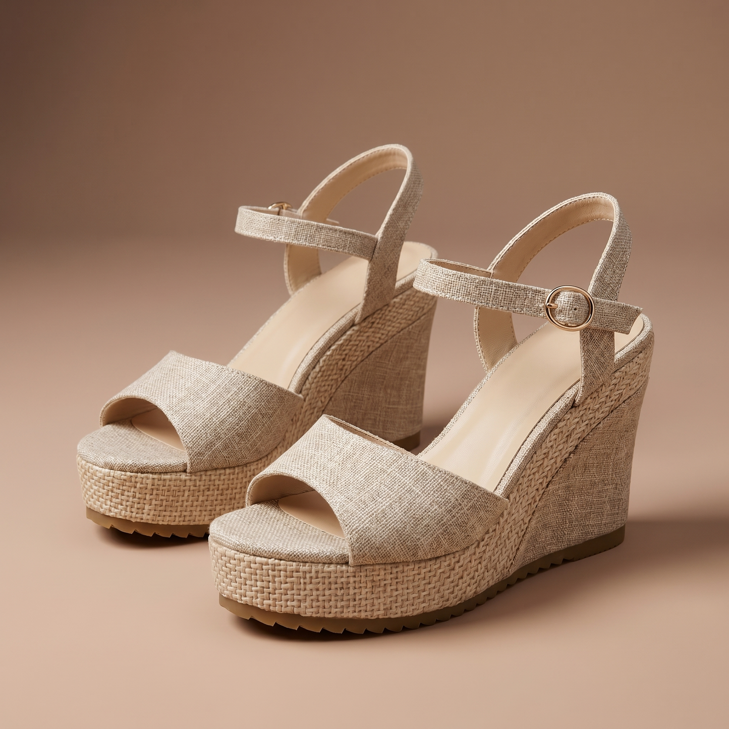 Versatile women's wedge heels, chic design with comfortable ankle strap for elegant summer footwear.