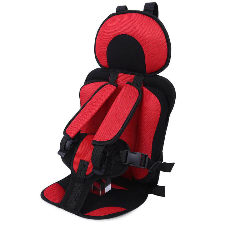 Child car seat booster with a 5-point safety harness for secure car travel and child safety.
