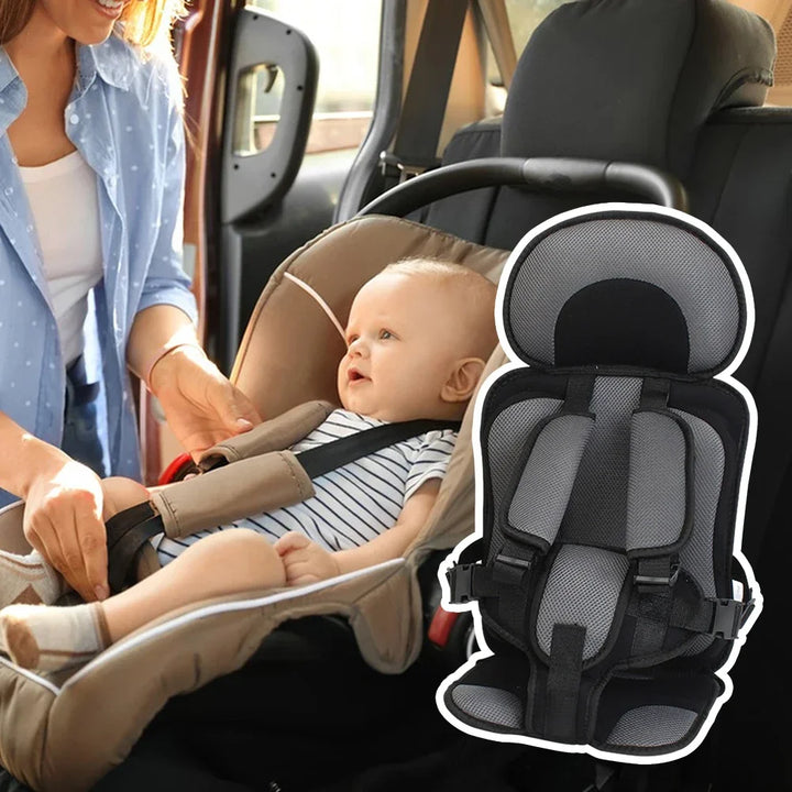 Front view of a universal fit child booster seat, ensuring kid's safety on every car trip.