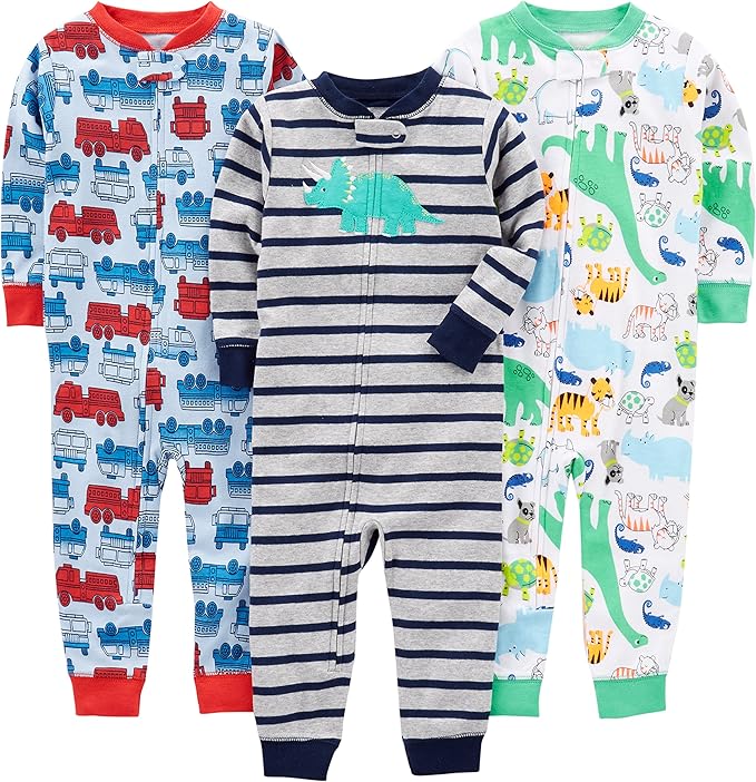 Children's 3-pack cotton pajama set, soft and comfortable sleepwear for toddlers and kids. Ideal for cozy nights.