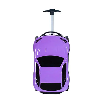 Happy child pulling their Turin 3D car design ride-on suitcase, a fun and practical travel companion.