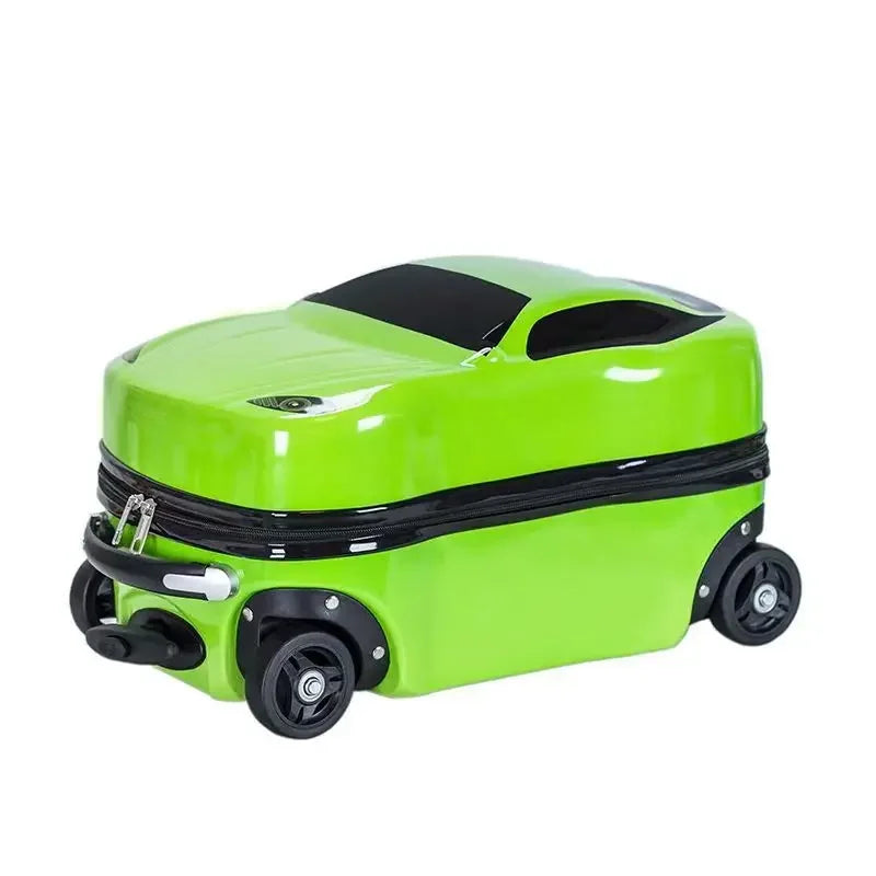 Close-up of the Turin 3D car design children's suitcase, showcasing durable shell and spinner wheels.