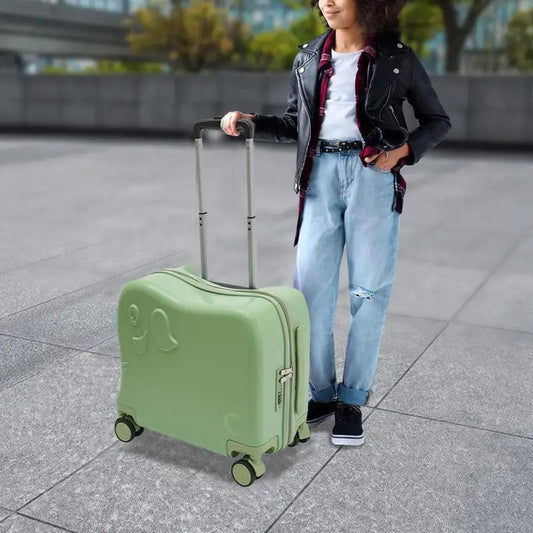Children's cartoon elephant suitcase, durable carry-on for kids' travel & weekend trips. Fun elephant trolley.