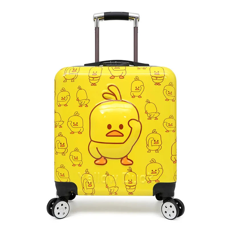 Fun lion animal design hard-shell kids rolling suitcase for boys & girls, ideal carry-on travel gear.