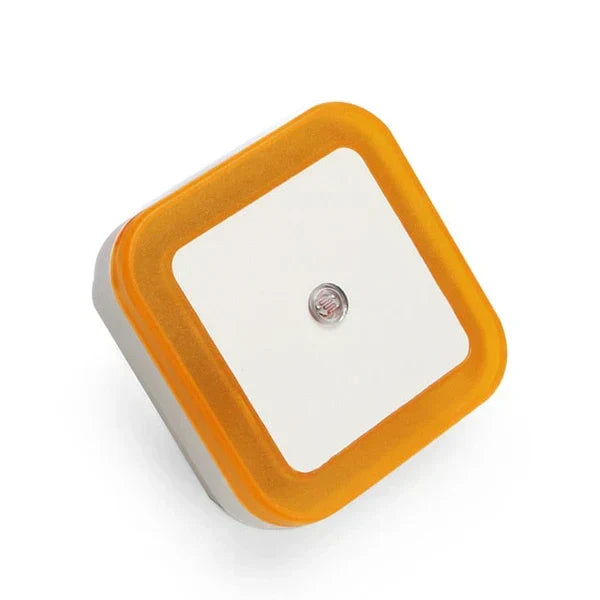 Warm white LED motion sensor night light, 2-pack, plug-in automatic illumination for children's spaces.